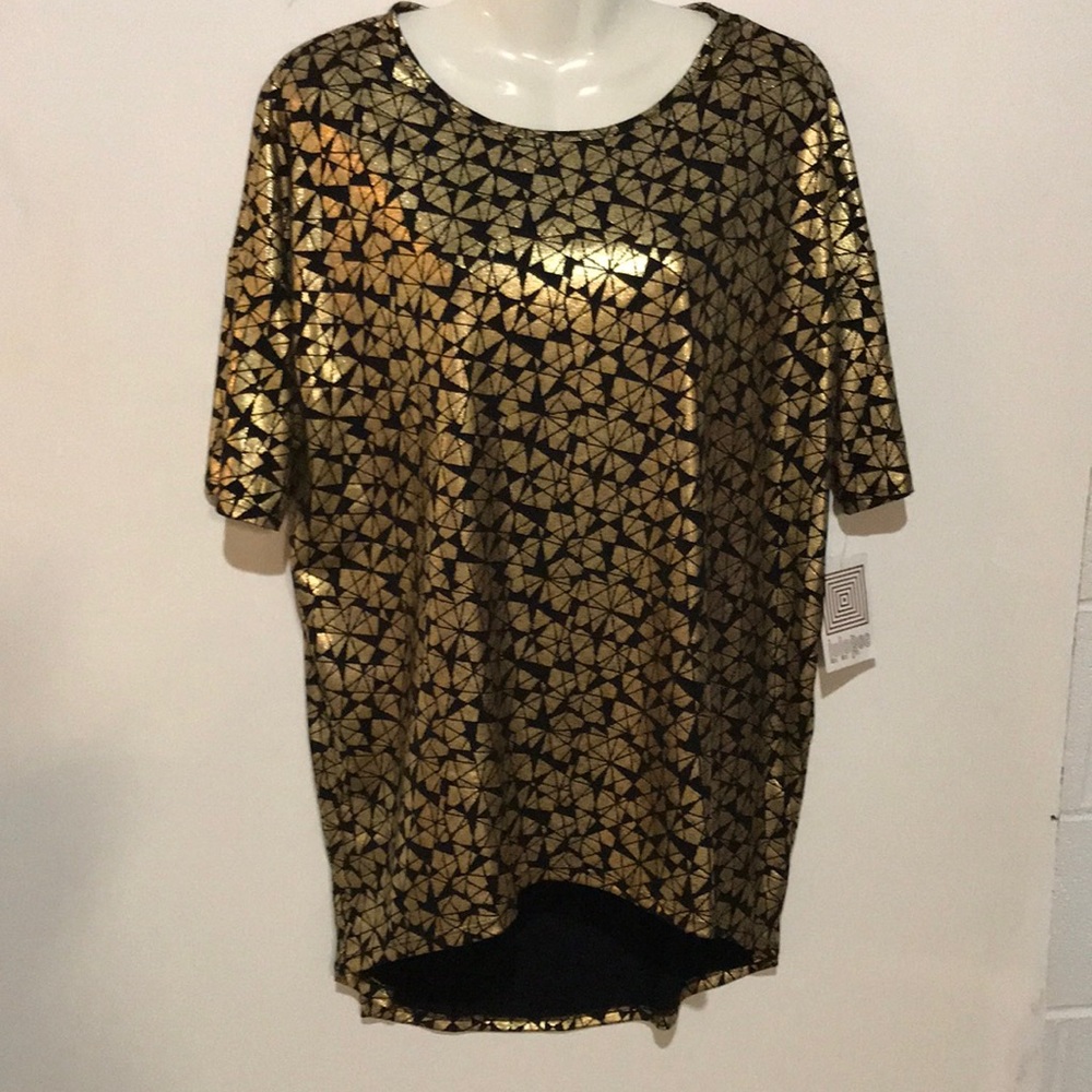 LuLaRoe Black/Gold Hi/Lo Top - NWT XS